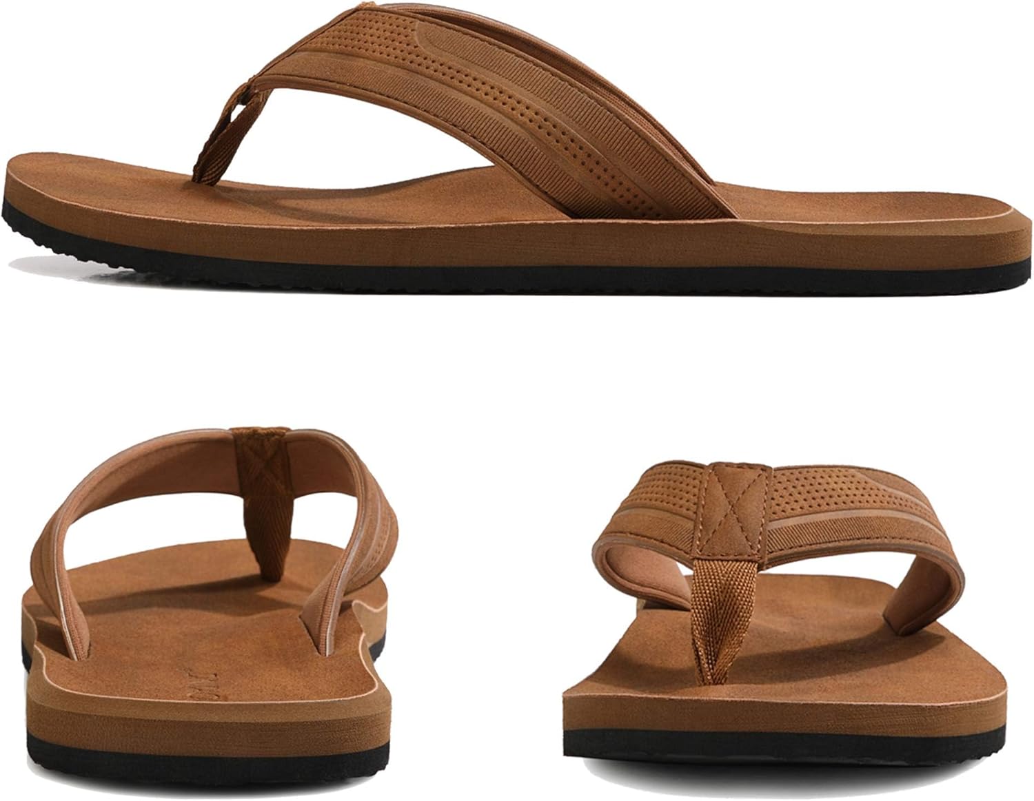 AX BOXING Mens Flip Flops Leather Thong Sandals Casual Comfort Slides Slippers - Image 4