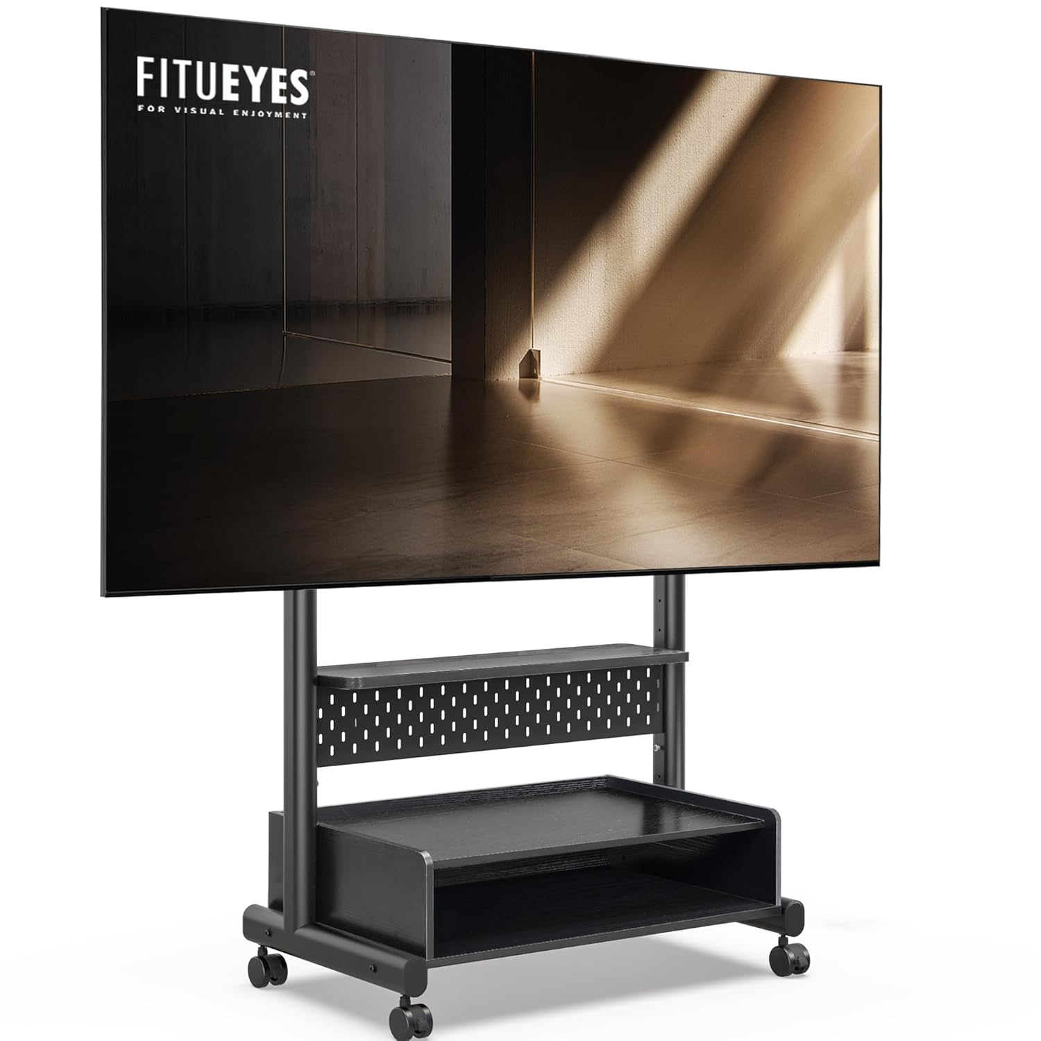 FITUEYES Rolling TV Stand Portable Floor TV Stand Mount on Wheels for