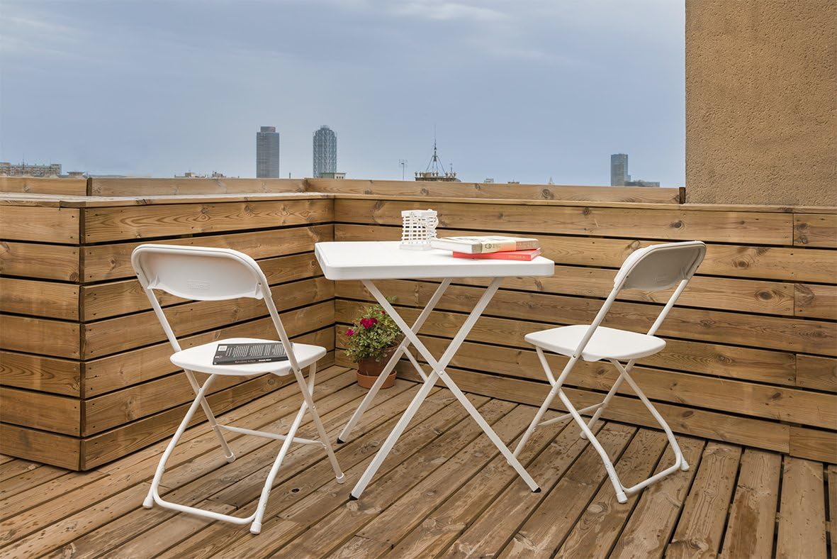ThinkPro Polyethylene and Steel Folding Furniture Set with 1 Table and 2 Chairs (White)
