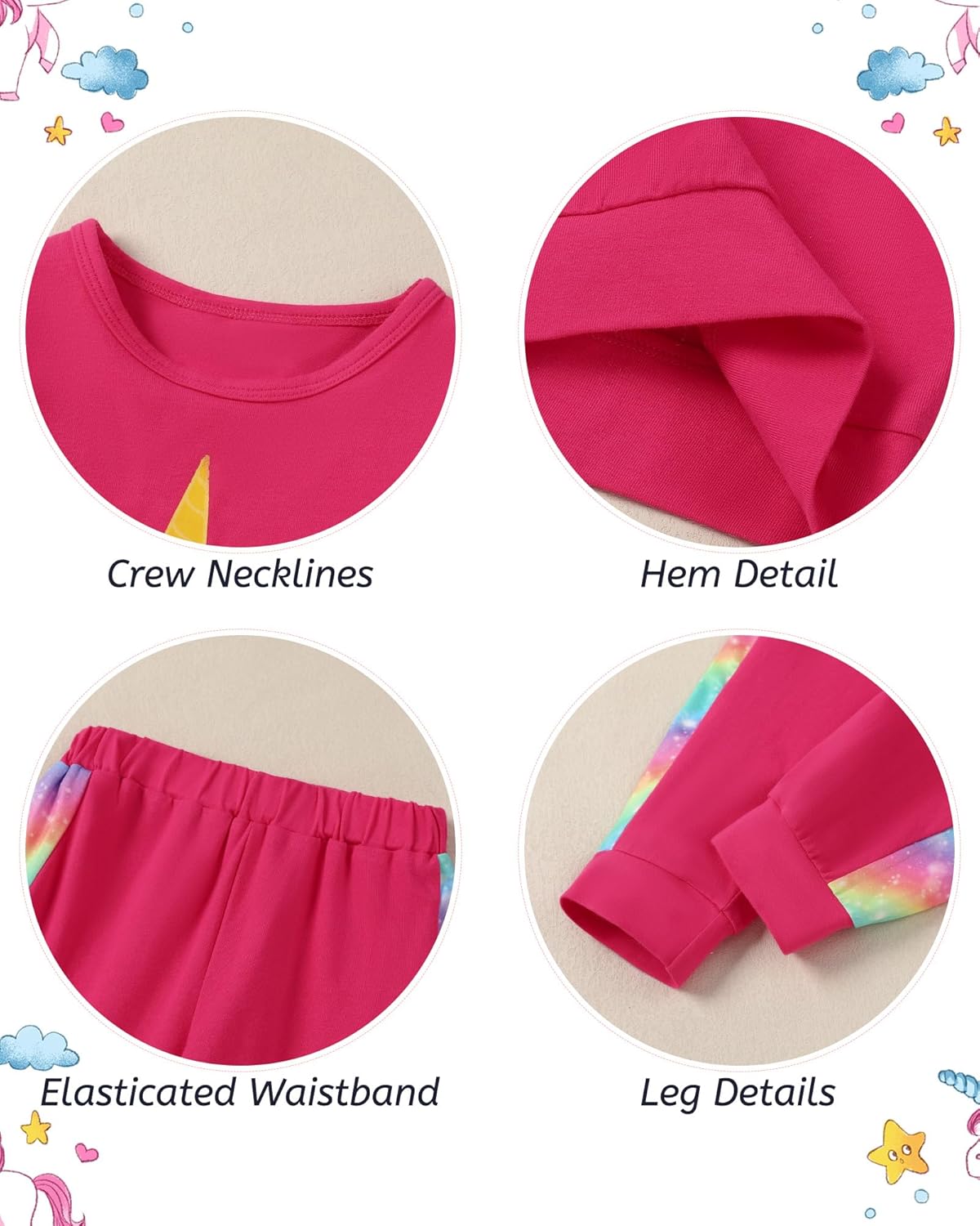 YALLET Toddler Girl Clothes Fall Winter Jogging Outfit Little Girl Unicorn Sweatsuit+ Pants Set Baby Sweatshirt Clothing 1-6Y - Image 2