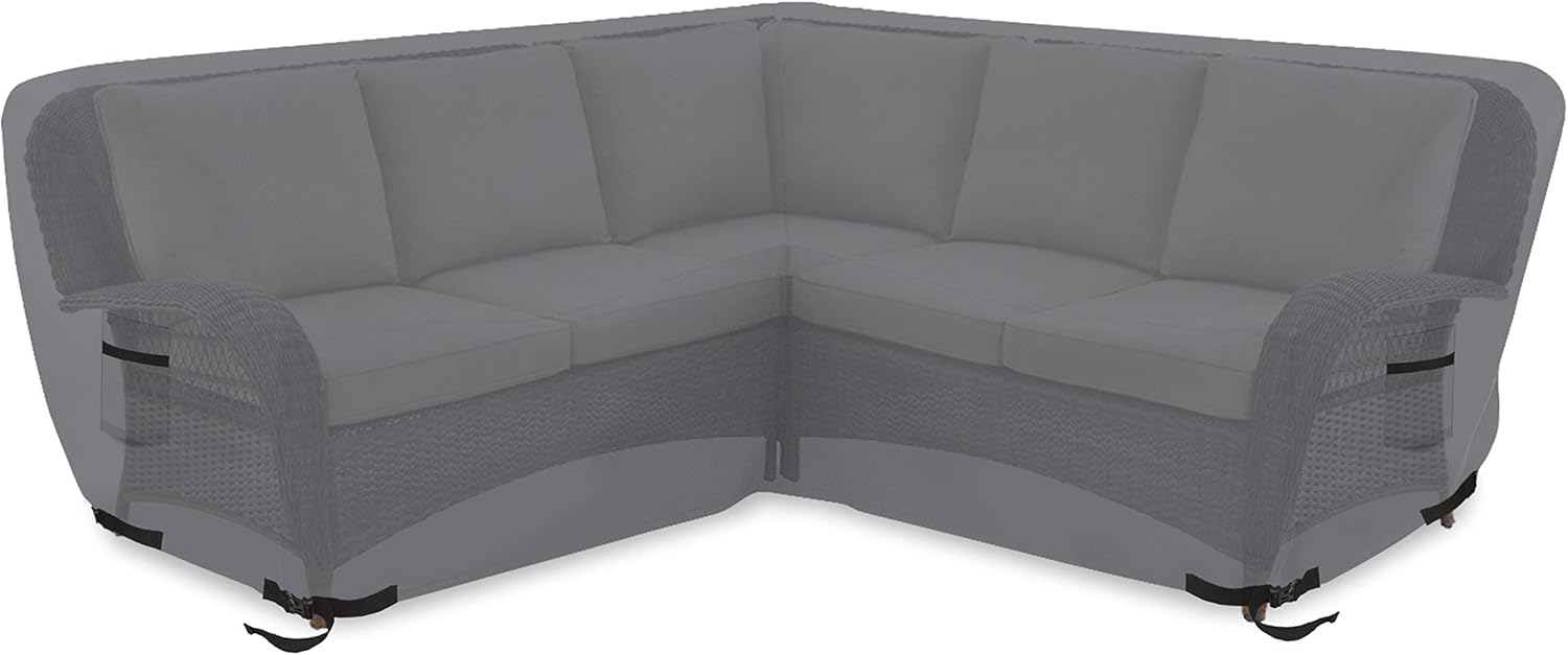 Covers & All Patio Sectional Sofa Cover 12 Oz - 100% Waterproof & Weather Resistant PVC Coated V Shape Sofa Cover for Indoor/Outdoor (120, Grey)