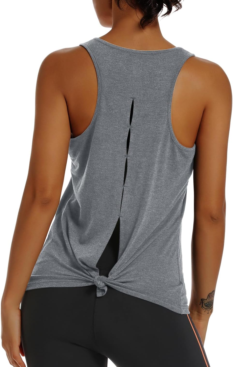 Womens Yoga Workout Tops-Cute Open Back Running Gym Activewear Sports Shirt for Women