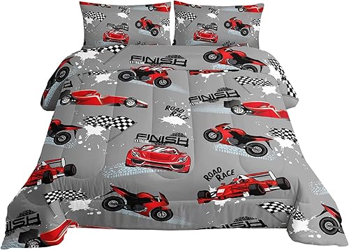 Miniatura 3 de Axolotl Juego de edredón para niños, tamaño Queen, juego de ropa de cama de autos de carreras para niños, niñas, adolescentes, regalos de carreras