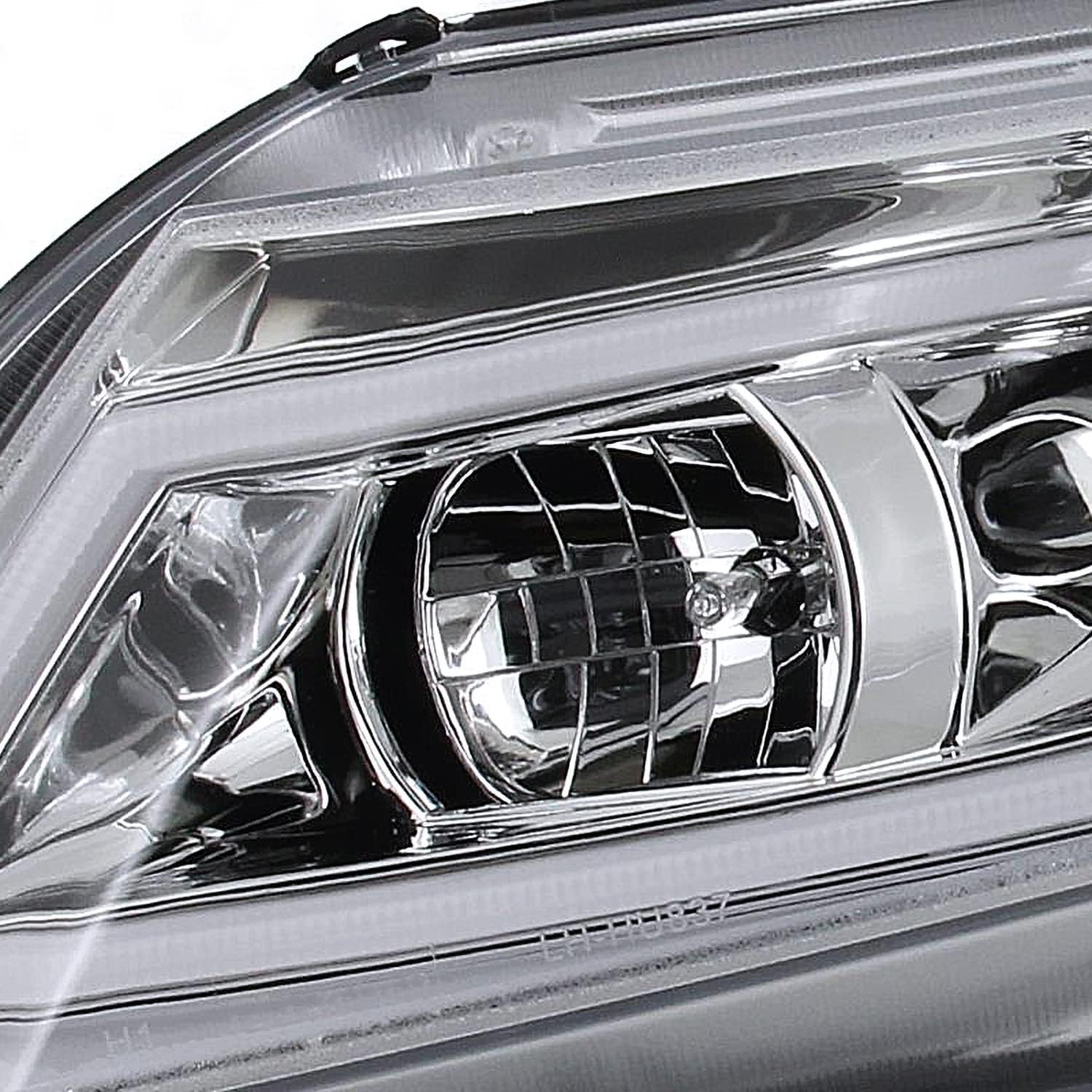 SPEC-D TUNING Chrome Projector Headlights W/LED Light Bar Compatible with 2012-2015 Honda Civic 4dr Sedan, 2012-2013 Honda Civic 2dr Coupe, Left + Right Pair Headlamps Assembly