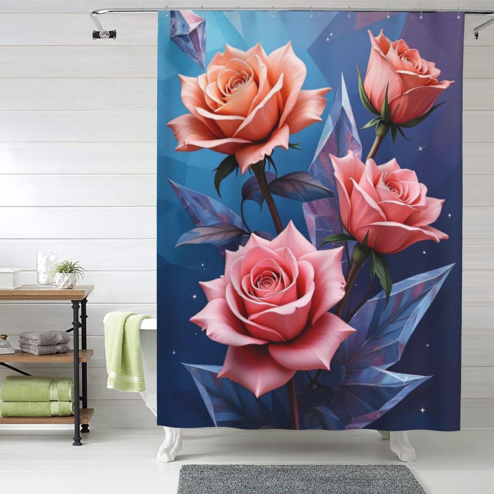 Rideau de douche rose vif 152x183 opaque en tissu pour salle de bain