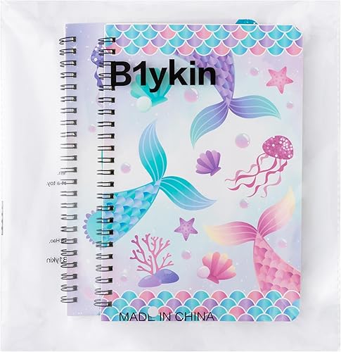 Miniatura 7 de B1ykin 2 cuadernos de espiral de sirena A5, 50 hojas, 100 páginas, encuadernados con alambre, cuaderno de viaje de tapa dura, cuaderno de notas de