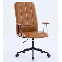 Antique Style Office Chair High Back PU Leather Desk Chair with Armrests, Adjustable Height Swivel Chair, 5-Star Base with Black Wheels, Ergonomic Computer Chair for Home Office Antique Brown