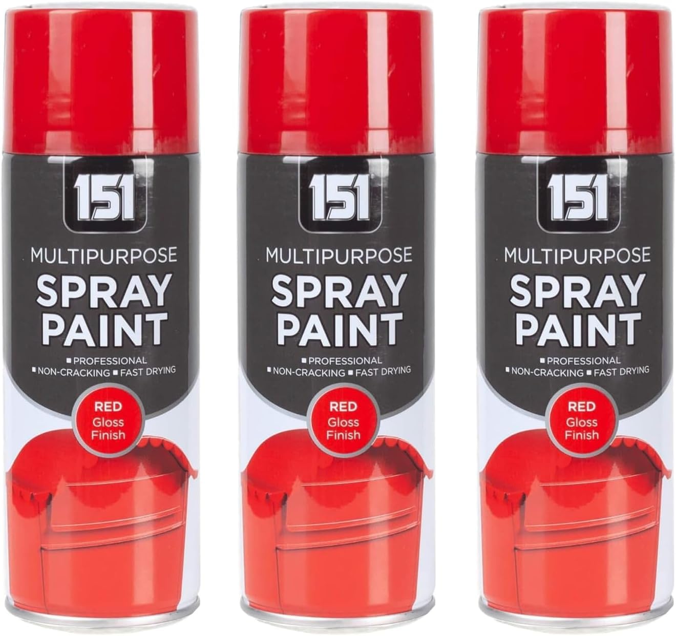 Ysamax 3Pcs 151 Multipurpose Red Gloss Finish Spray Paint, Eye-Catching And Polished Look, Fast Drying Formula, Weather-Resistant Properties, 400Ml, (3Pcs)
