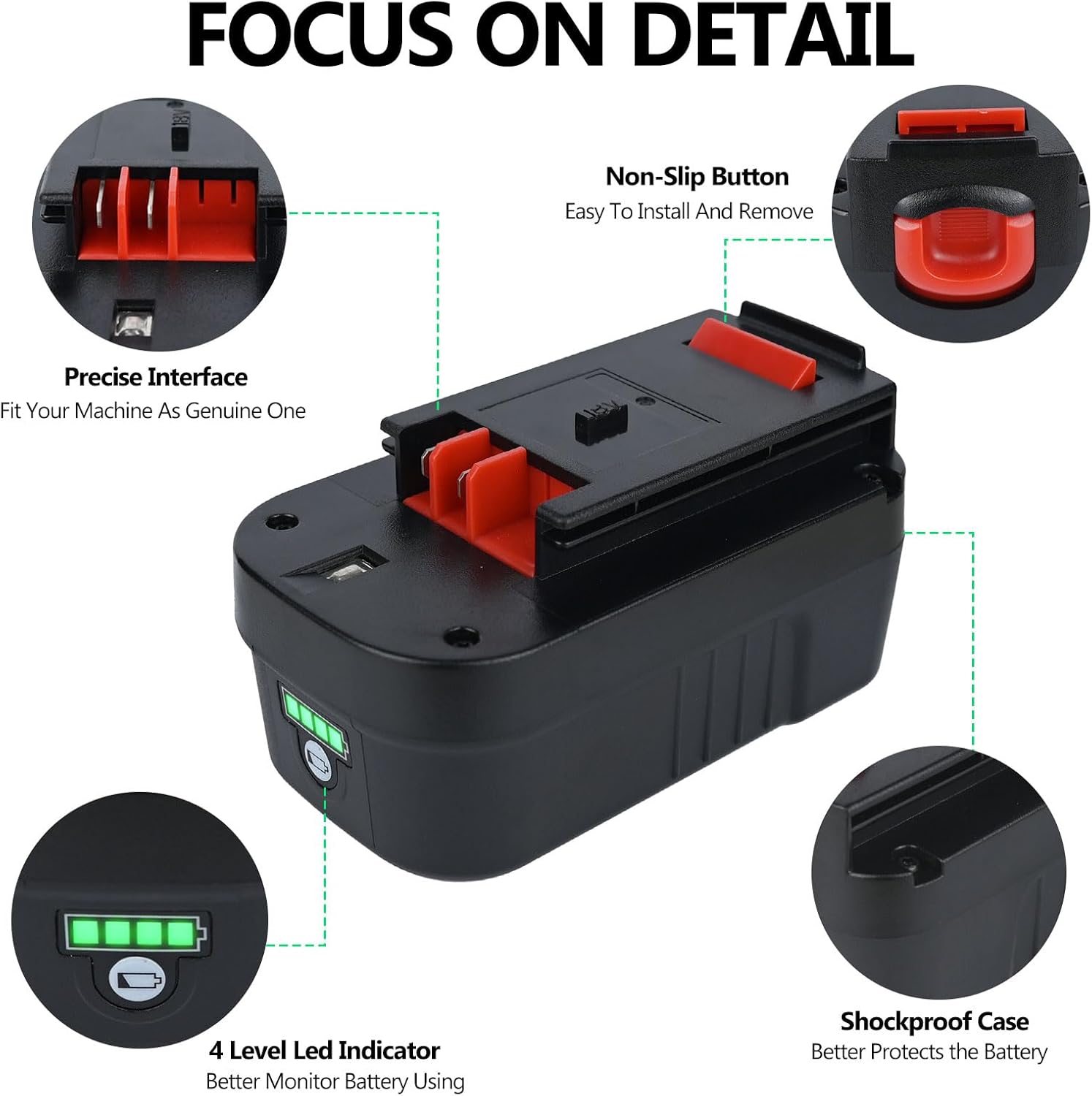 18V 7.0Ah HPB18 Lithium Battery Replacement for Black and Decker 18V Battery 244760-00 HPB18 Battery A1718 A18 A18E A18NH HPB18-OPE FS180BX FS18BX FS18FL FSB18 Firestorm 18V Battery