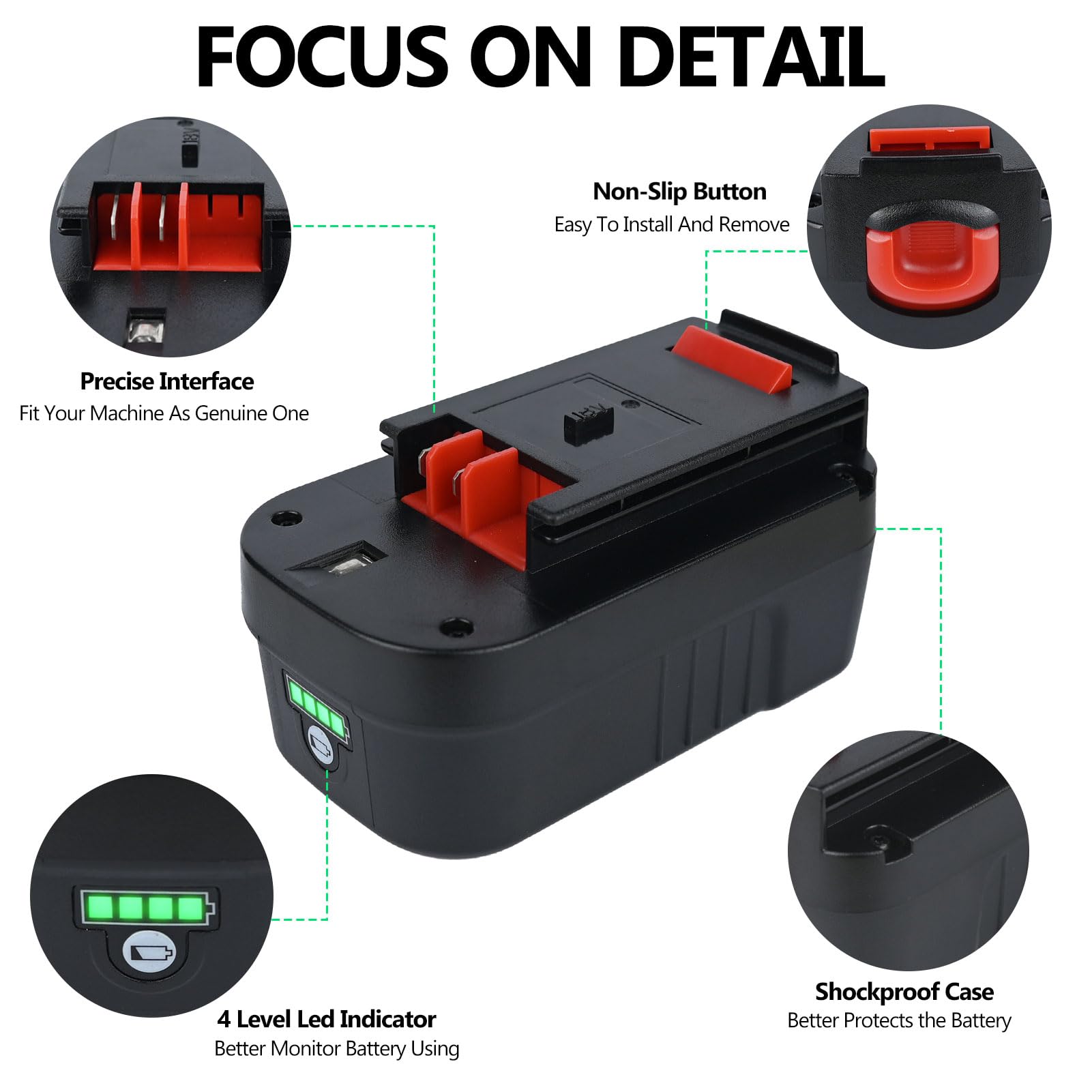 DSANKE 2-Pack 18V 6.0Ah Li-ion Battery – Replacement For Black & Decker HPB18 Power Tools