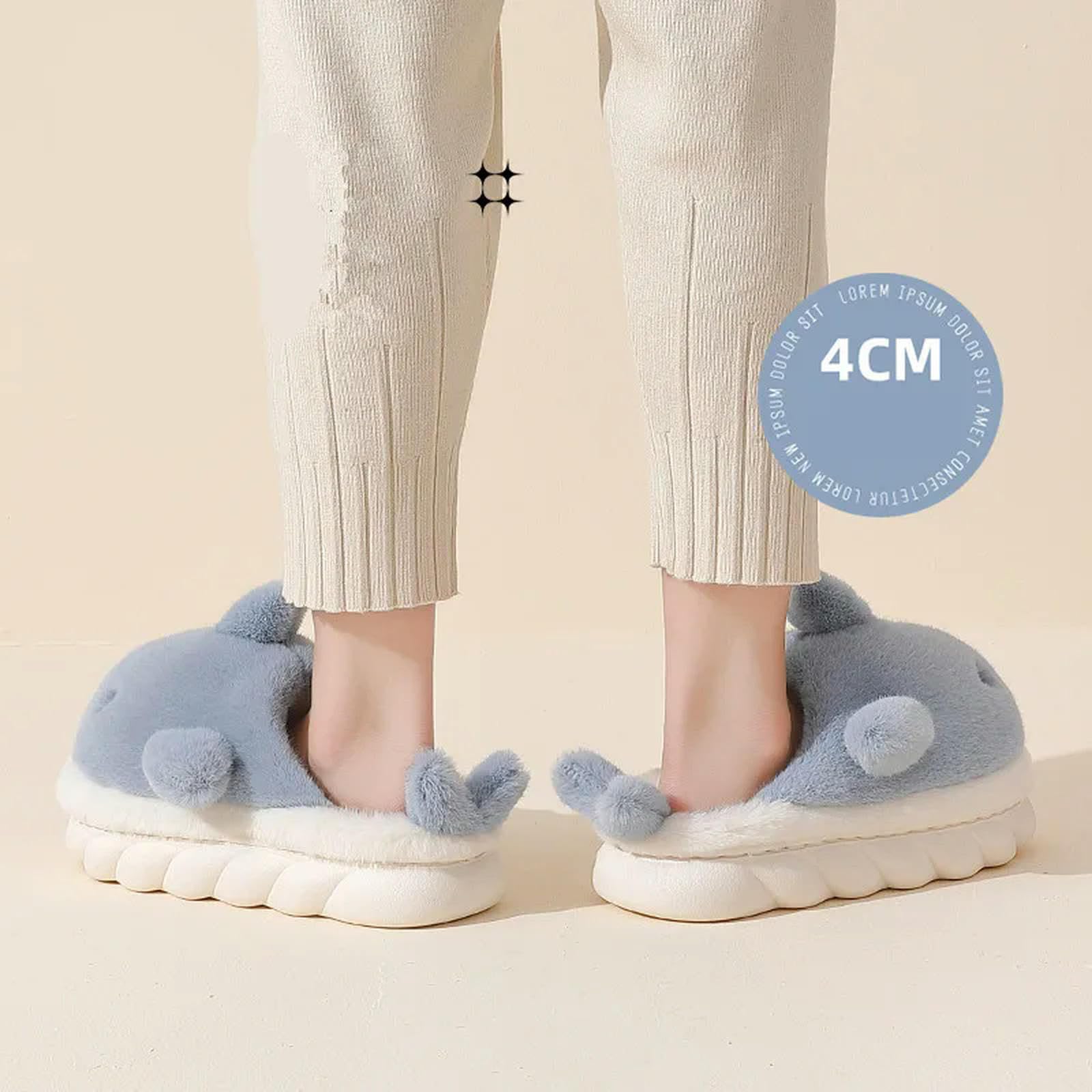 Pantofole Invernali in Cotone Slifori di Cotone per Squalo Animale Sollele da Donna Sollette Inverno Inverno Nuova Calda Slip Adorabile Coppia-Tacco Avvolgente Blu-40 41