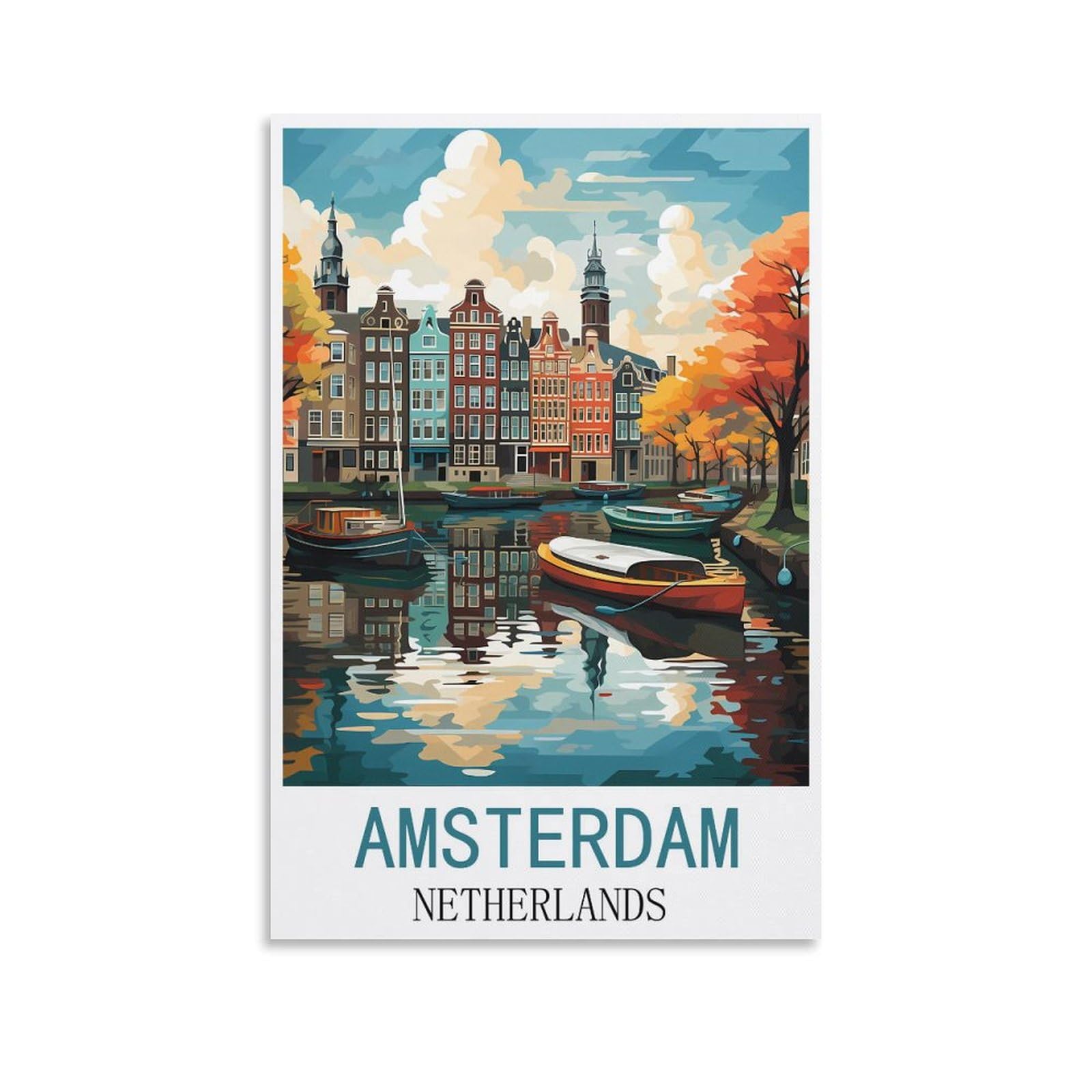 HSAYYIII Amsterdam Netherlands Vintage Travel Posters 08x12inch(20x30cm) Canvas Art Poster And Wall Art Picture Print Bedroom Decor