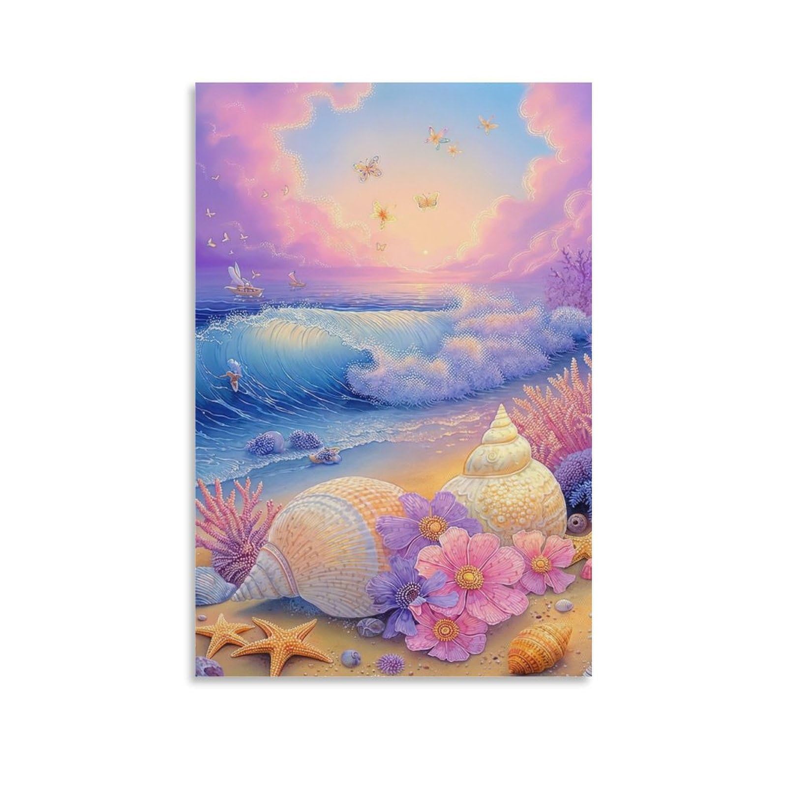 DHBANEIOK Fantasy Beach Scene Wall Decor Poster Giclee Canvas Prints Modern Canvas Wall Art Picture Wall Hanging for Office Gym Living Room Decor 12x18inch(30x45cm)