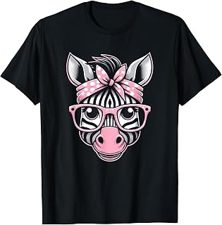 Zebra Pink Bandana Glasses T-Shirt