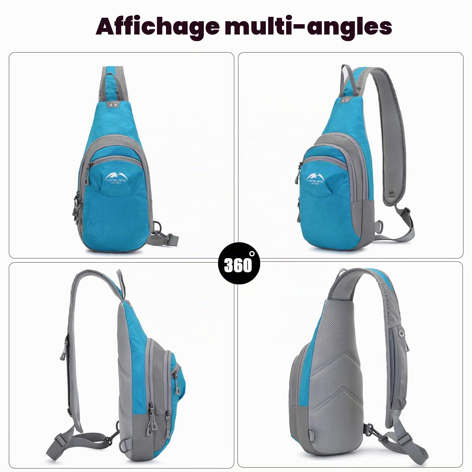 FANDARE Sac Poitrine Sacs de Sport bandoulière Sacs à Dos porté Travers Homme Femme Sacs Bananes de randonnée Sacs bandoulière Sacoche pour Voyage Sports Travers Cyclisme Moto Sac d'Epaule Noir
