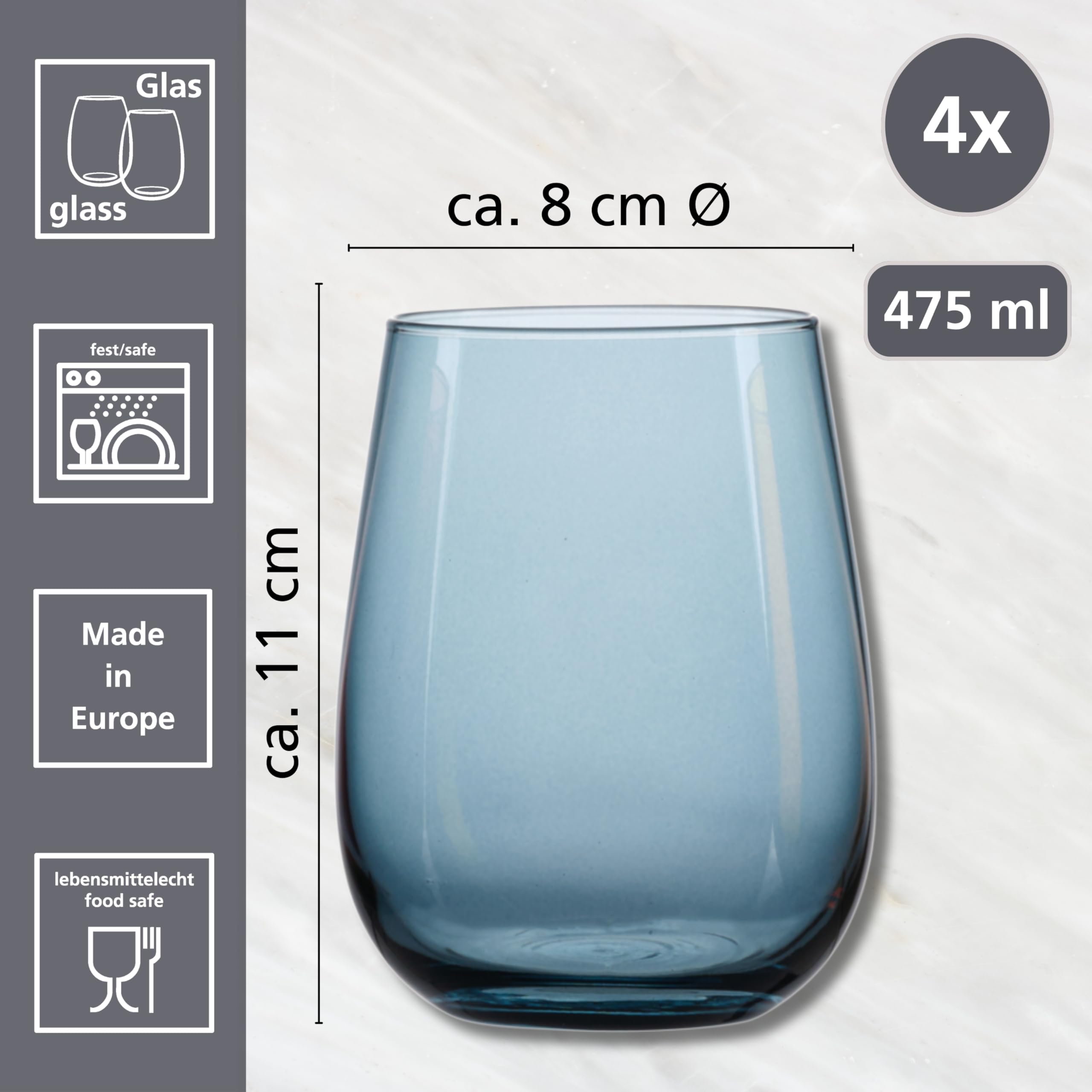 Ritzenhoff & Breker Trinkgläser-Set Palermo, 12-teilig, Klar, Bunte Wassergläser, Spülmaschinengeeignet