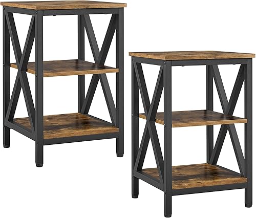 Miniatura 6 de Yaheetech Juego de 3 mesas auxiliares elevables para sala de estar, mesa central con compartimentos de almacenamiento ocultos, mesa auxiliar y