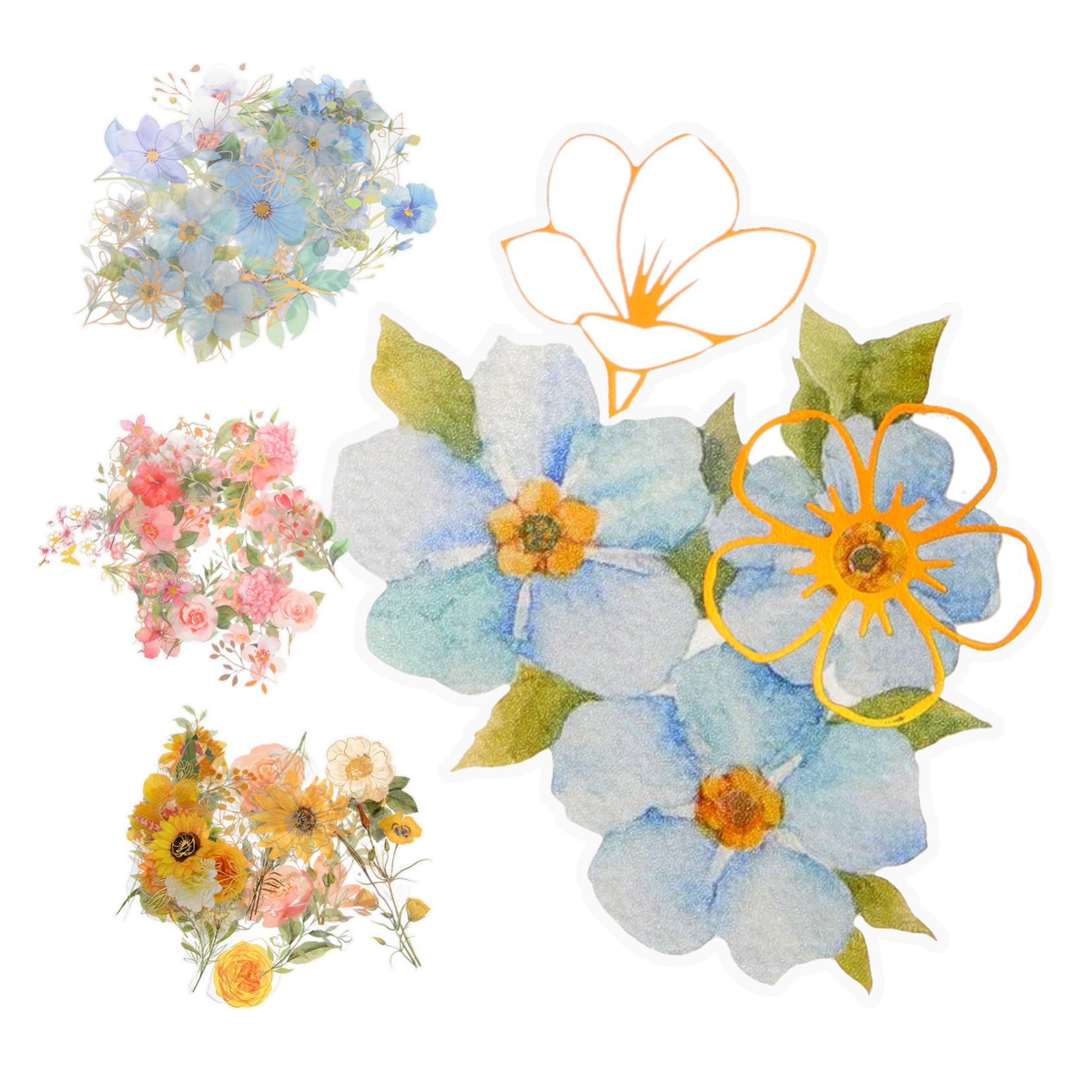 12 Set Adesivi Floreali per Scrapbooking e Decorazione Adesivi Trasparenti Impermeabili per Progetti Artistici e Facili da Applicare e Scegliere tra Stili Diversi