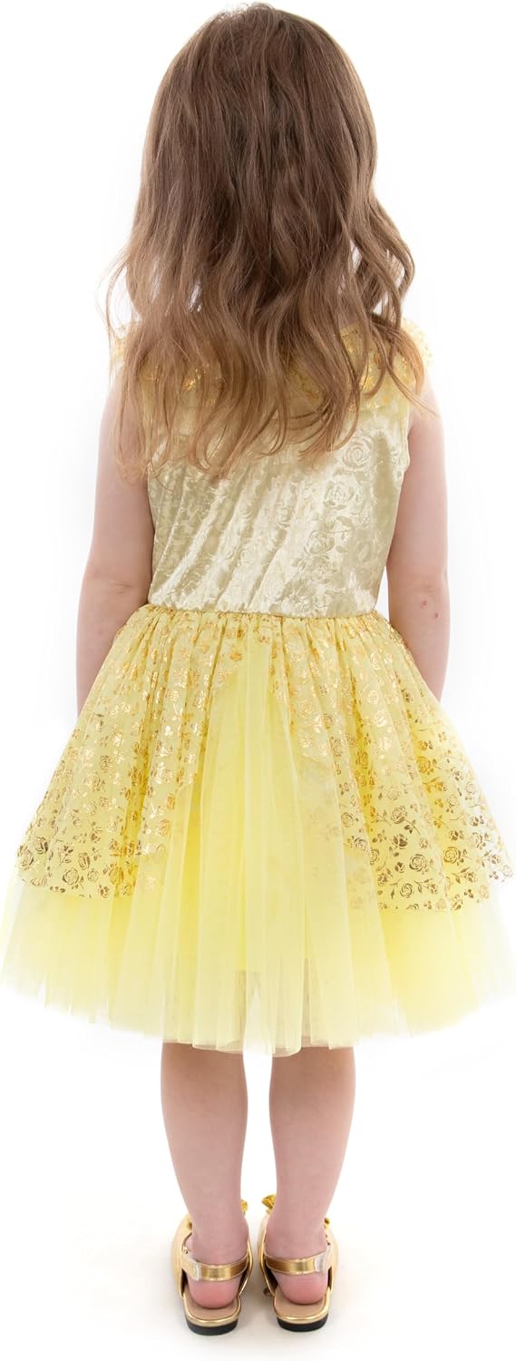 Little Adventures Yellow Beauty Princess Party Dress - Machine Washable Child Pretend Play Costume Outfit with No Glitter