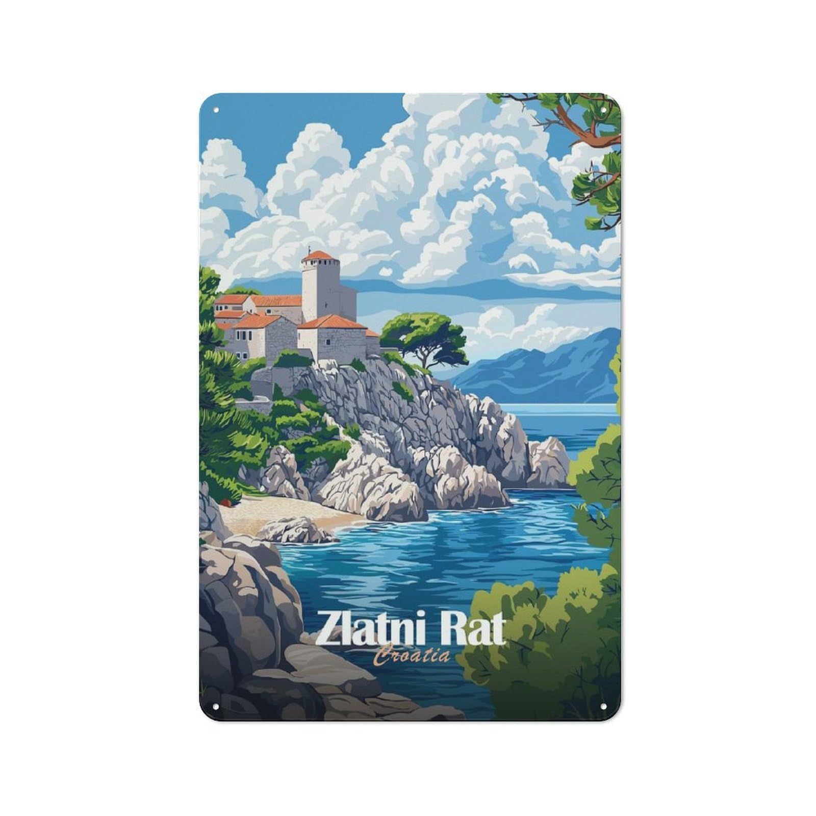 Smart Zlatni Rat Croatia Office Metal Sign 30x20cm, Creative Space Decor for Home Office, Reading Corner Or Bedroom