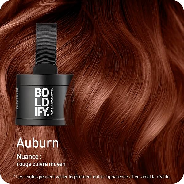 BOLDIFY Poudre de Racine de Cheveux (Auburn), Retouche Racines Instantanée, Camoufle Cheveux Gris, Résultat Naturel 4g - 4