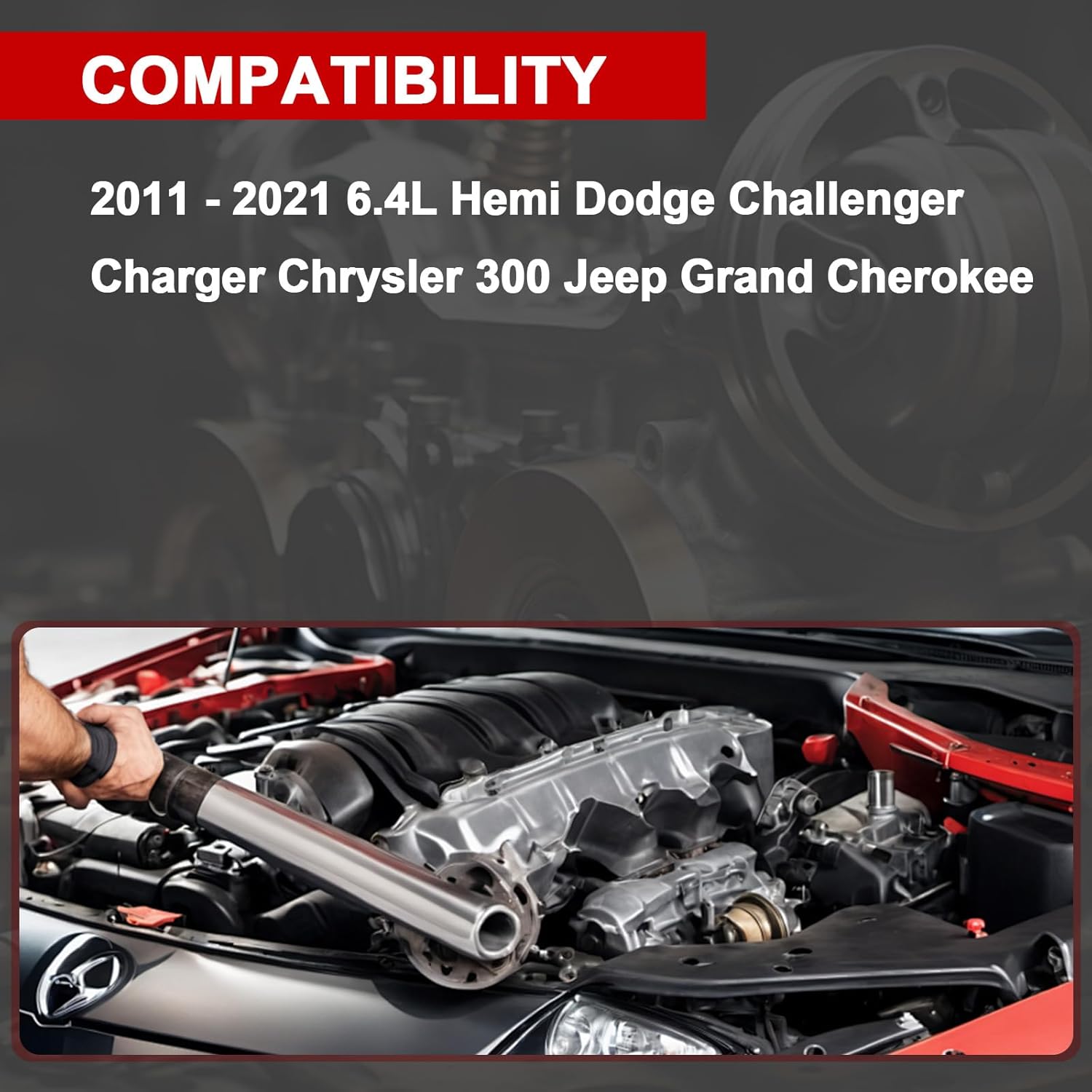 6.4L Billet Oil Catch Can Kit with Breather Filter Compatible with 2011-2021 6.4L Hemi Dodge Challenger Charger Chrysler 300 Jeep Grand Cherokee