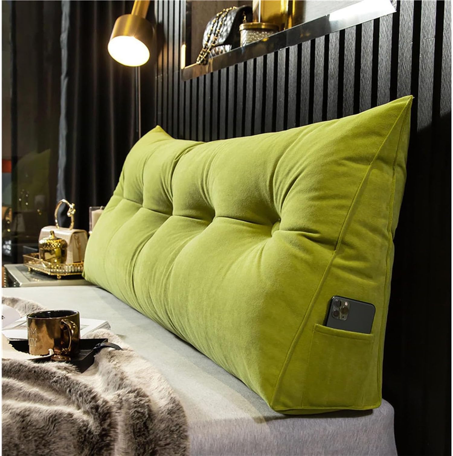 Headboard Pillow Wedge Single Double Bed King Size Gap Filler, Headboard Cushion Reading Pillows Back Lumbar Support Cushion for Sofa,06,100X50X20cm