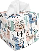 Vista 1 de Tissue Box Cover Square Decorative Tissue Box Holder Cute Funny Cube Tissue Case Cover-Alpaca Tissue Box Cover