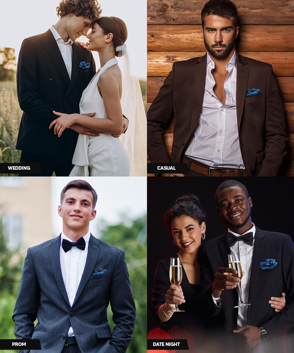 Premium Pre-Folded Four-Point Suit Pocket Square for Men with Sewn Pocket Fold