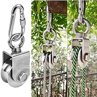 Vista 5 de TooTaci Bloque de polea de grúa de acero inoxidable de 1.81 pulgadas y sistema de polea de aparejos, rodamiento resistente en el interior de poleas