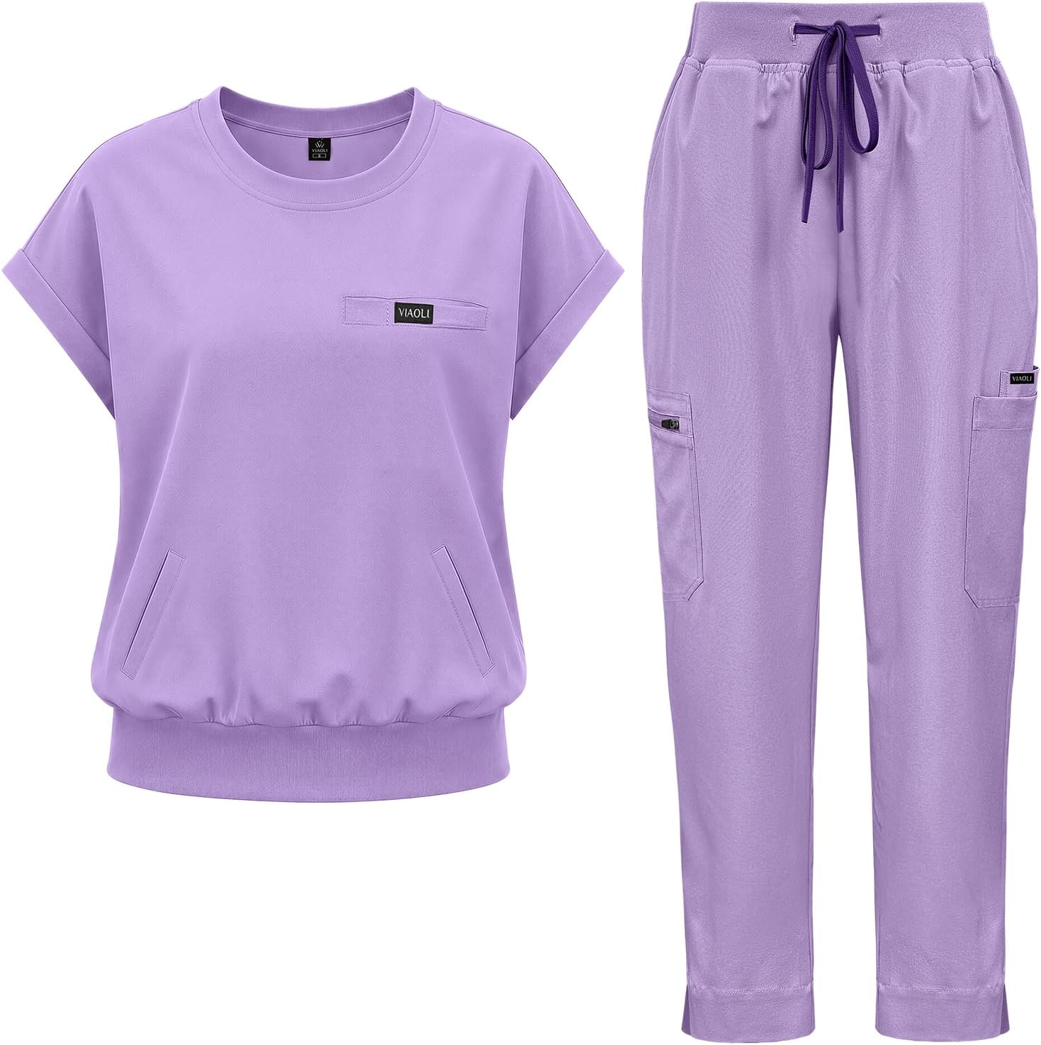 VIAOLI Women's Scrubs Set for Women 2 Piece Medical Uniform Flare Leg