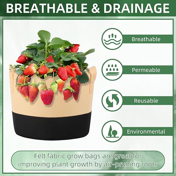 12 Pack 10 Gallon Plant Growing Bags Multicolor Nonwoven Fabric Breathable Grow Bags Heavy Duty Thickened Root Aeration Garden Pots Container for Potato Tomato Flowers Vegetables