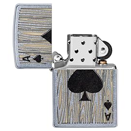 Zippo Ace of Spades Design Street Chrome Pocket Lighter, One Size