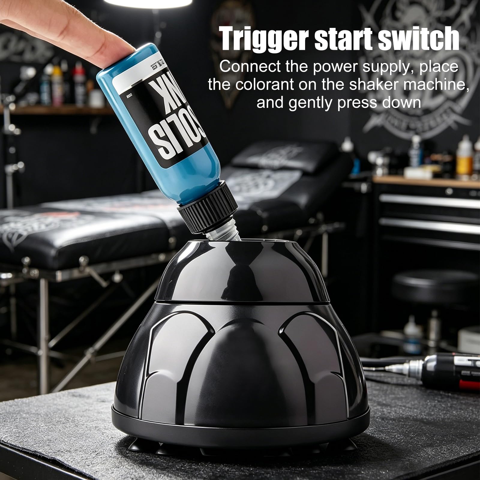 Vortex Mixer Mini 5200 U/min, Lab Vortex Mischer, Elektrischer Mischer Paint Shaker mit Touch-Funktion, für Paint Shaker, Nagellack, Wimpern Gel, Tattoo Tinte(Schwarz)