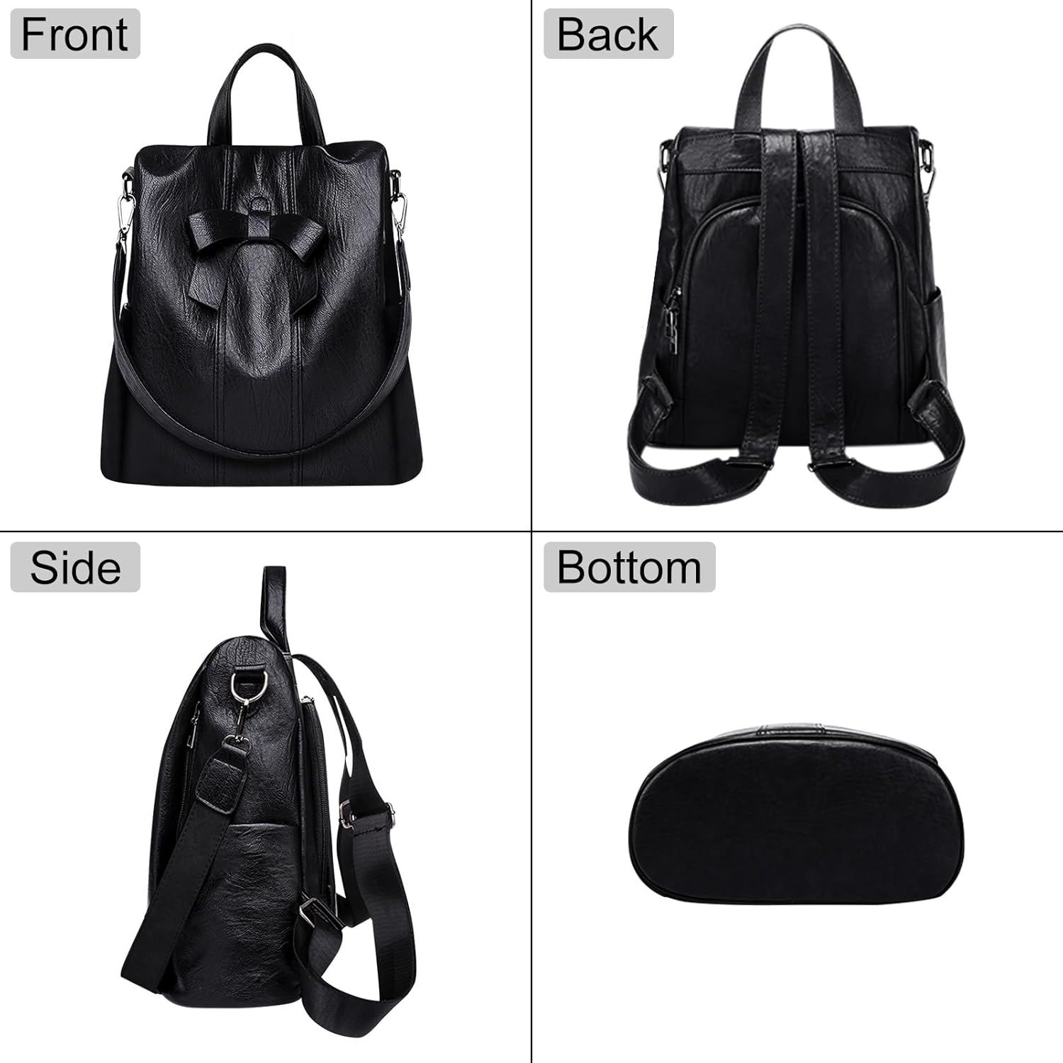 HUA ANGEL Women's Leather Backpack Purse Anti-Theft Daypacks for Travel College Office Shopping Carry on Bags Everyday Use - Image 5