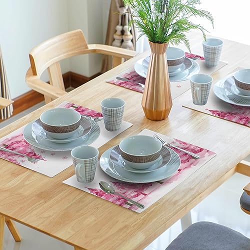 Miniatura 7 de Juego de 4 manteles individuales florales y azules morados  Juego de 4 manteles individuales de flores de color azul marino, primavera y verano,