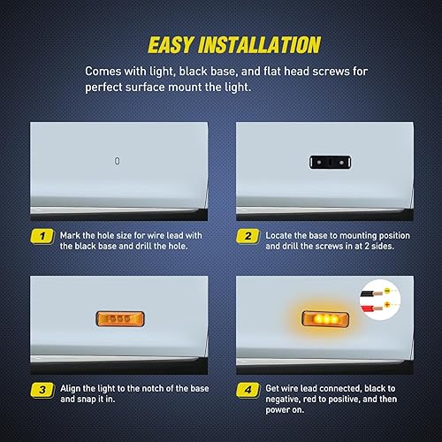 Miniatura 3 de Nilight 2 piezas de 3.9 pulgadas de luces indicadoras laterales delanteras y traseras, 3 luces LED ámbar, lámpara de clearance, sellada e