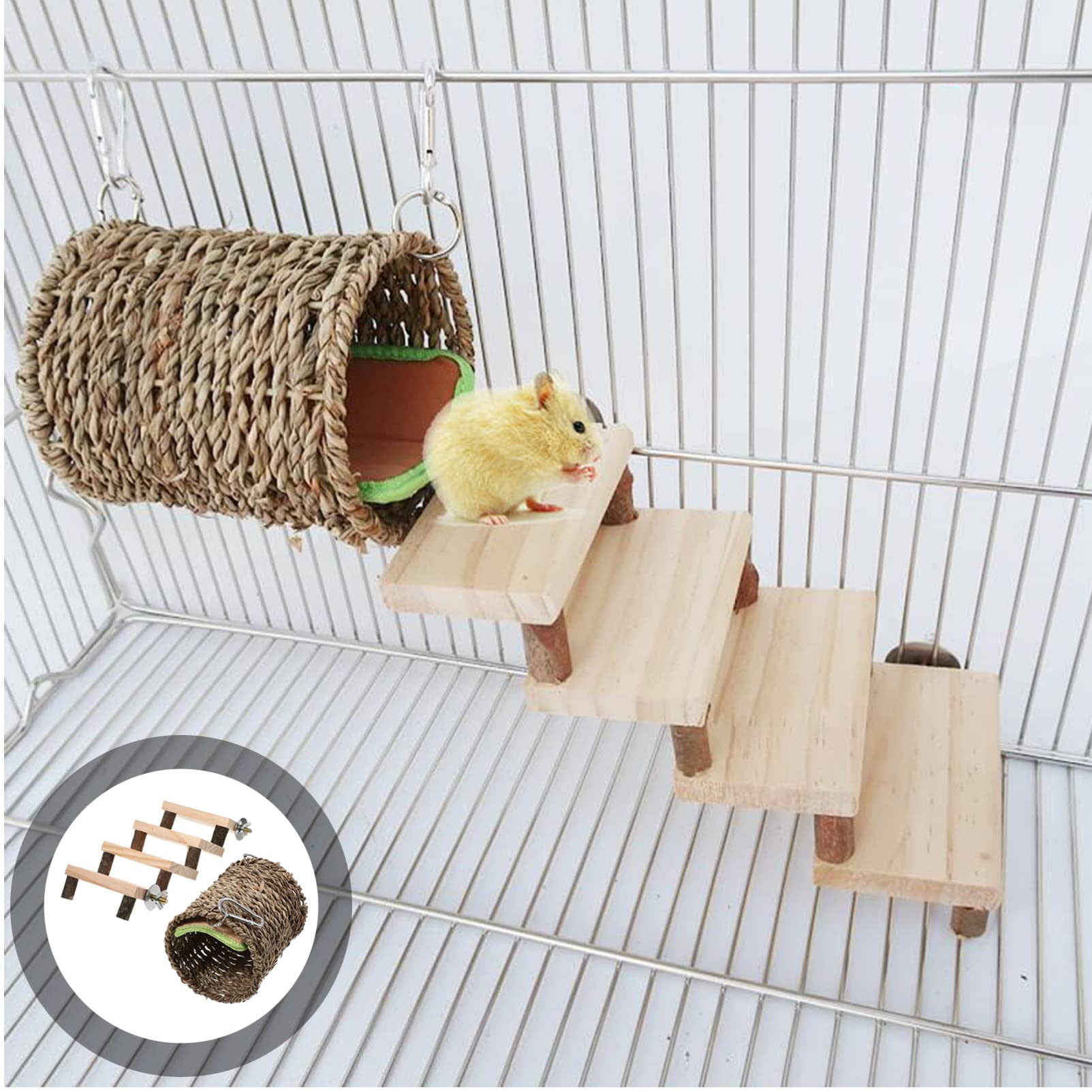 POPETPOP Scala in Legno per Criceti e Cincillà Nido Confortevole per Piccoli Animali Domestici Casa per Dormire e Riposare Pratico e Resistente