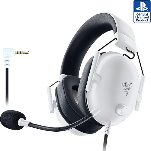 Razer BlackShark V2 X PlayStation Gaming Headset: 50mm Drivers - Cardioid Mic - Lightweight - Comfortable, Noise Isolating Earcups - for PS5, Xbox Series X, PC, Switch via 3.5 mm Audio Jack - White