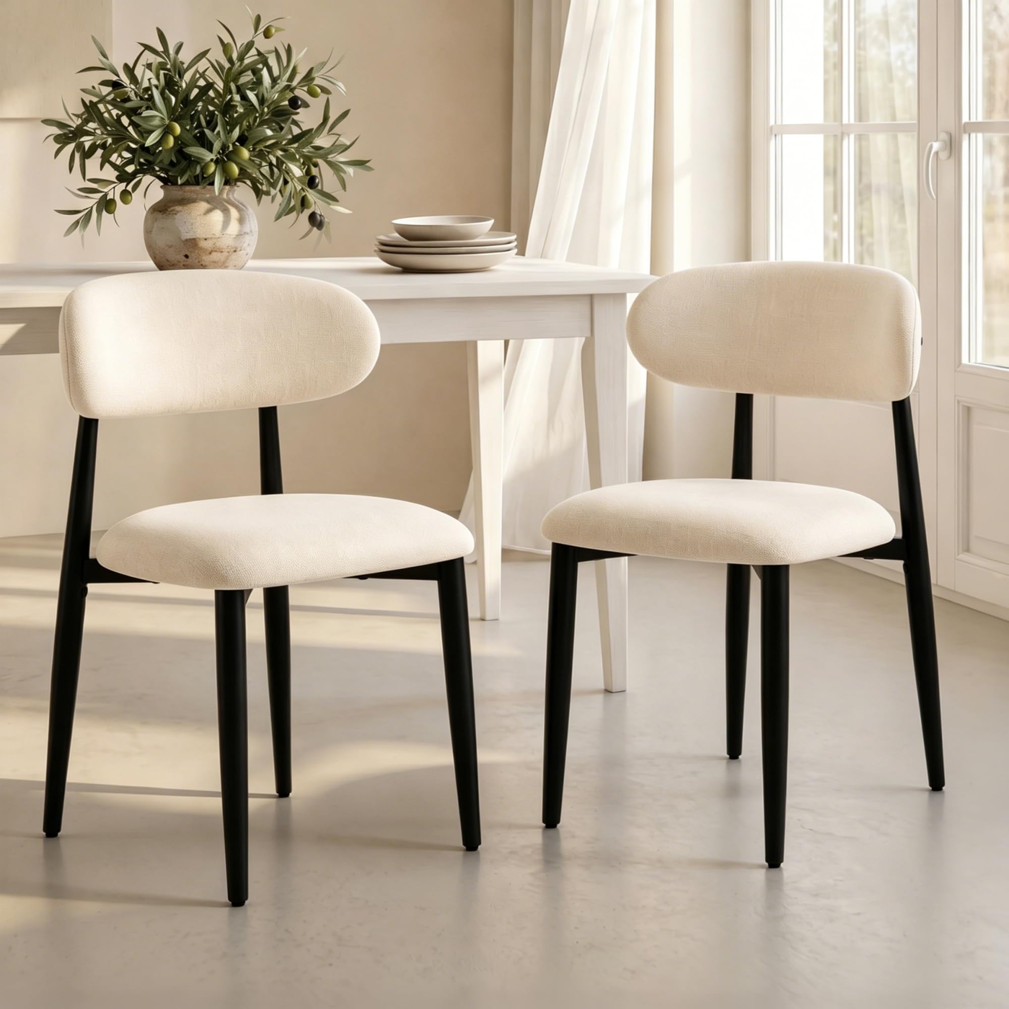 UVV Metal Dining Chairs in Beige