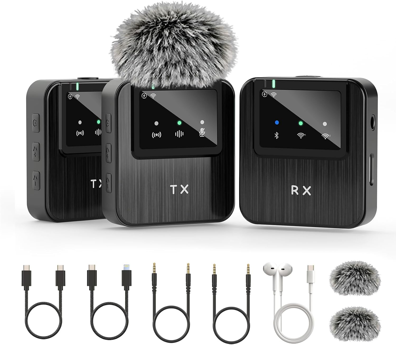 Wireless Lavalier Microphone for iPhone 16/15/14,Android,Camera,ipad and Laptop,Small iPhone Mic for Video Recording,TikTok,Noise Cancelling,48KHz/24Bit,10H Battery Life-K63