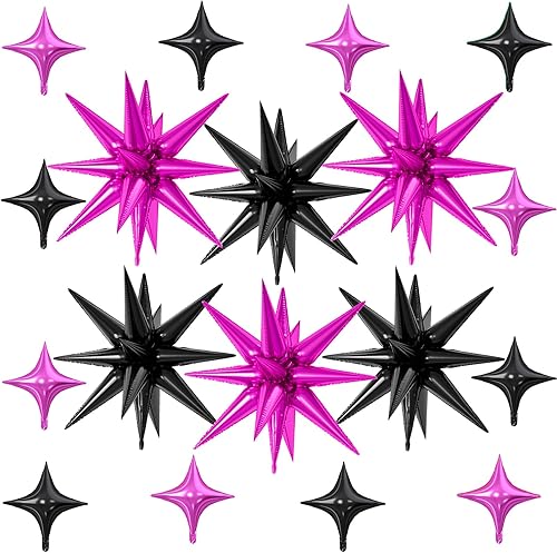 Miniatura 24 de 18 globos de estrella rojos, verdes y dorados, globos de aluminio de estrellas de Navidad con 6 globos de estrella en explosión de 22 pulgadas, 12