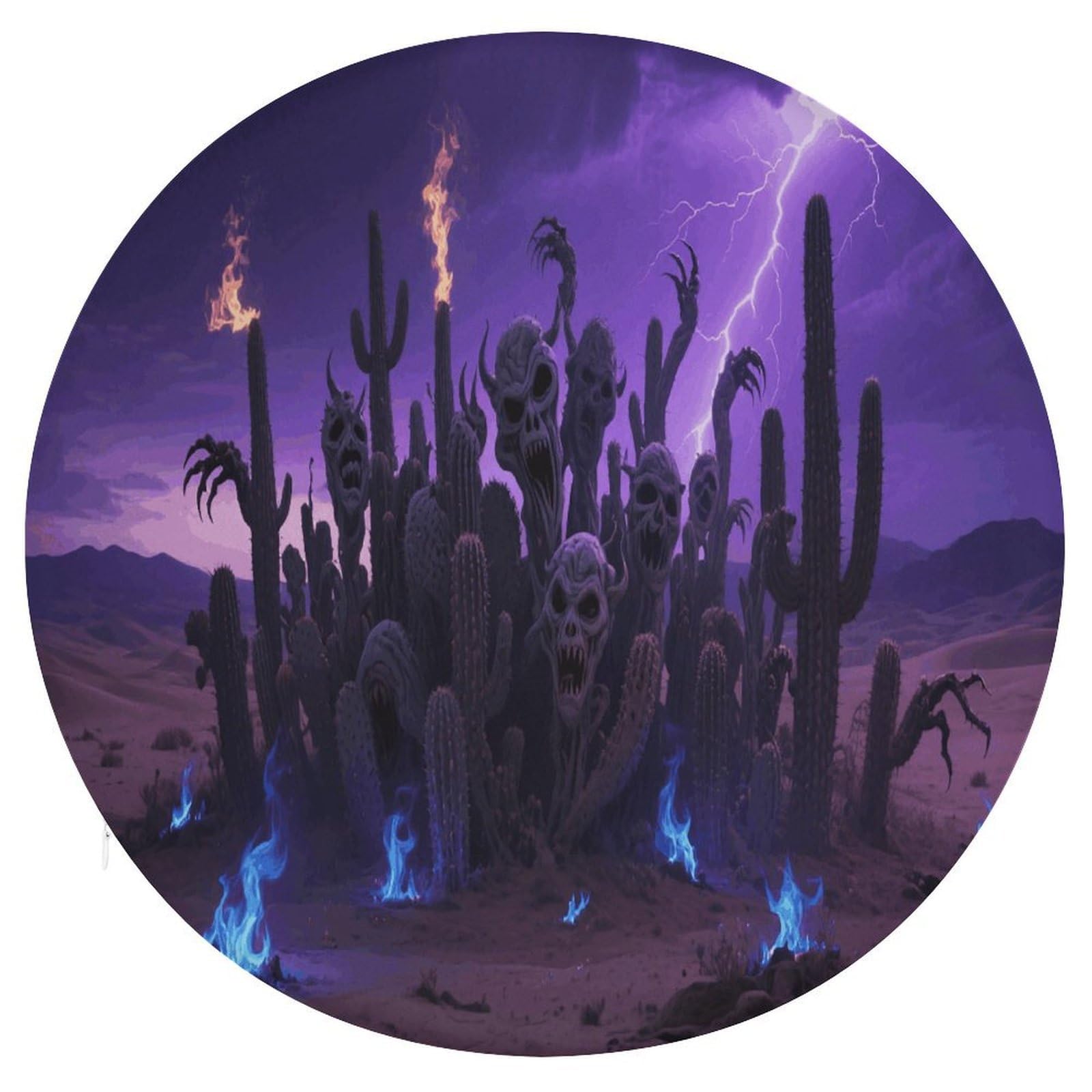 VstaDank Gothic Cactus Cushions Memory Non Slip Car Seat Cushions Dining Chairs Cushion Indoo Dining Room Round Chair Pads with Zipper and Removable Cover Cushion