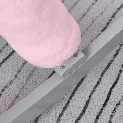 Miniatura 9 de Qaba Caballo mecedor de peluche para niños con juguete de oso, silla para niños con juguete de felpa suave y divertidos sonidos realistas, rosa