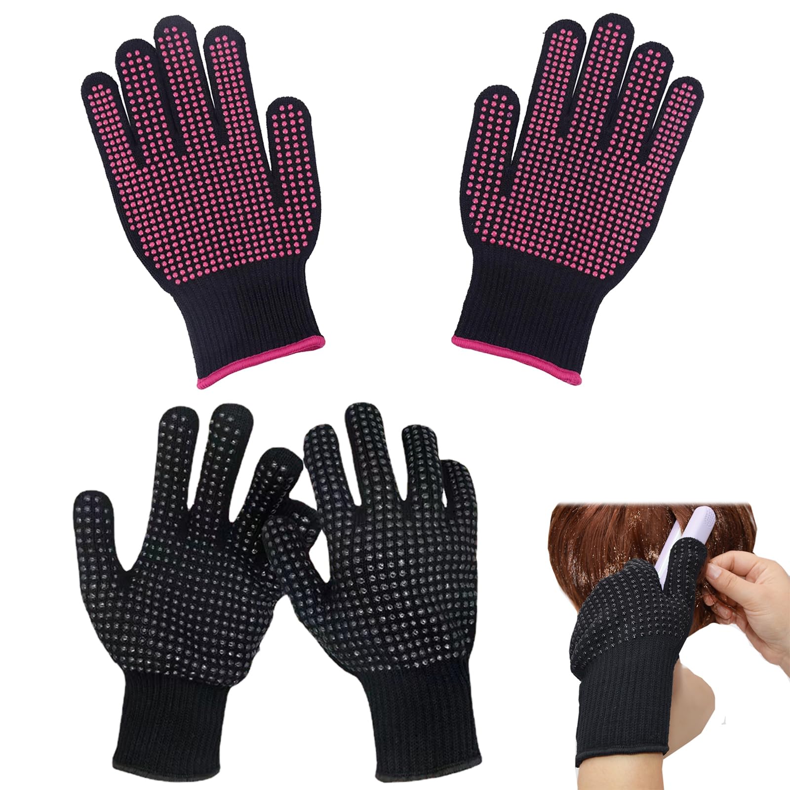 Gants Thermique Coiffure,Gants De Protection Coiffure,Gants De Coiffure Résistants À La Chaleur,2 Pcs Professionnels Gants Anti Chaleur Pour Coiffure,Gants Résistant À La Chaleur Pour La Coiffure