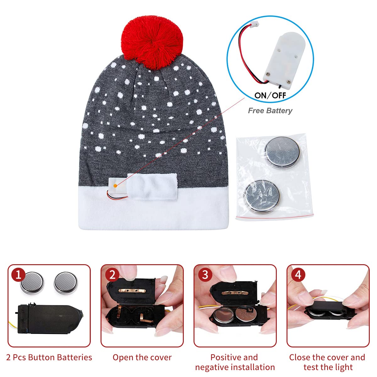 TUONROAD LED Weihnachtsmütze Herren Lustig Leuchten Beanie Mütze Warme Wintermütze Strickmütze Hässlich Urlaub Party Geschenk Kappe Hut für Männer Frauen Jungen Mädchen Kinder