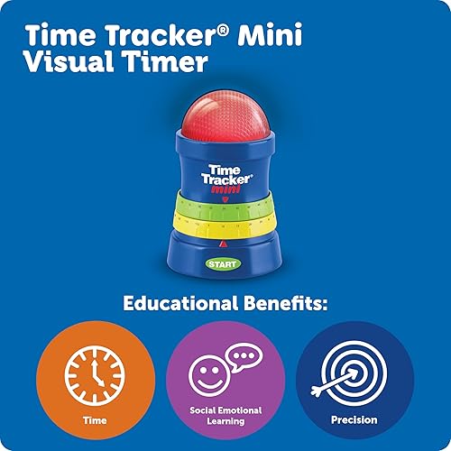 Miniatura 7 de Juego con temporizador Time Tracker Mini de Learning Resources, 3 1/4× 3 1/4 × 4 3/4 pulgadas, de color azul, verde, rojo y amarillo (LRNLER6909)