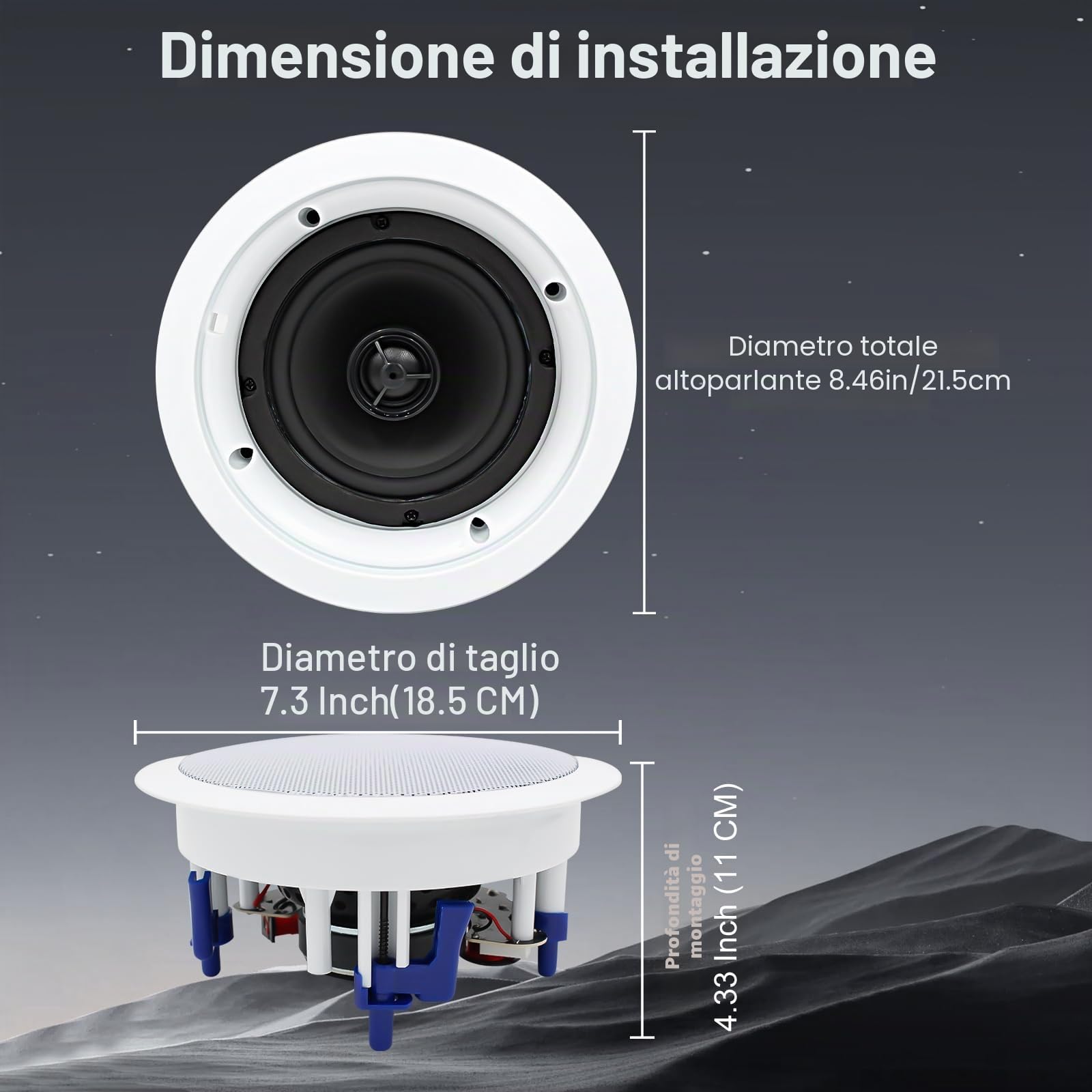 STUDIOFINIX - Sistema di altoparlanti da incasso per soffitto Bluetooth da 5,25" e 600 Watt adatto per interni, cucina, home theater, camera da letto, ufficio, patio coperto (2 altoparlanti)