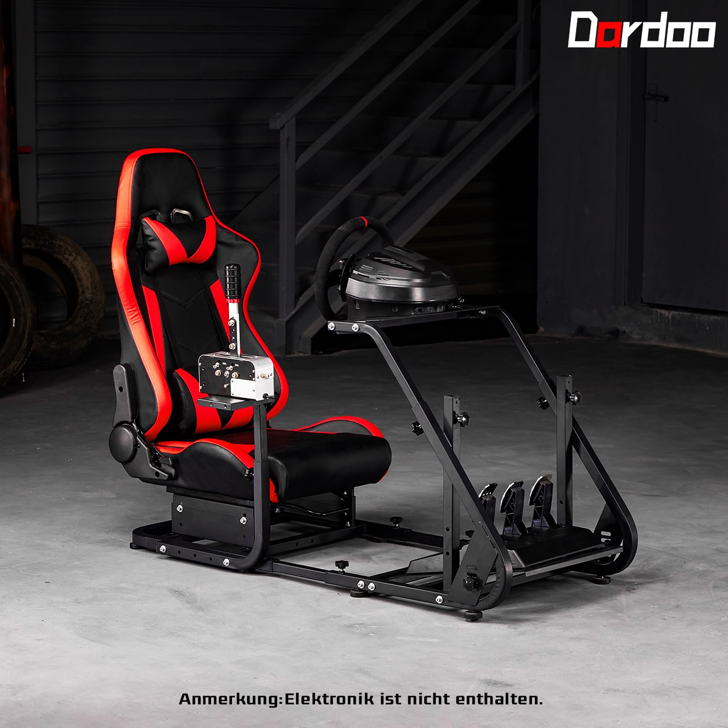 Dardoo Racing Simulator Cockpit mit rotem Sitz Racing Lenkrad Ständer Passend für Logitech G920 G923, für Thrustmaster, für Fanatec Kompatibel mit PlayStation 4, Lenkrad und Pedale Nicht inbegriffen