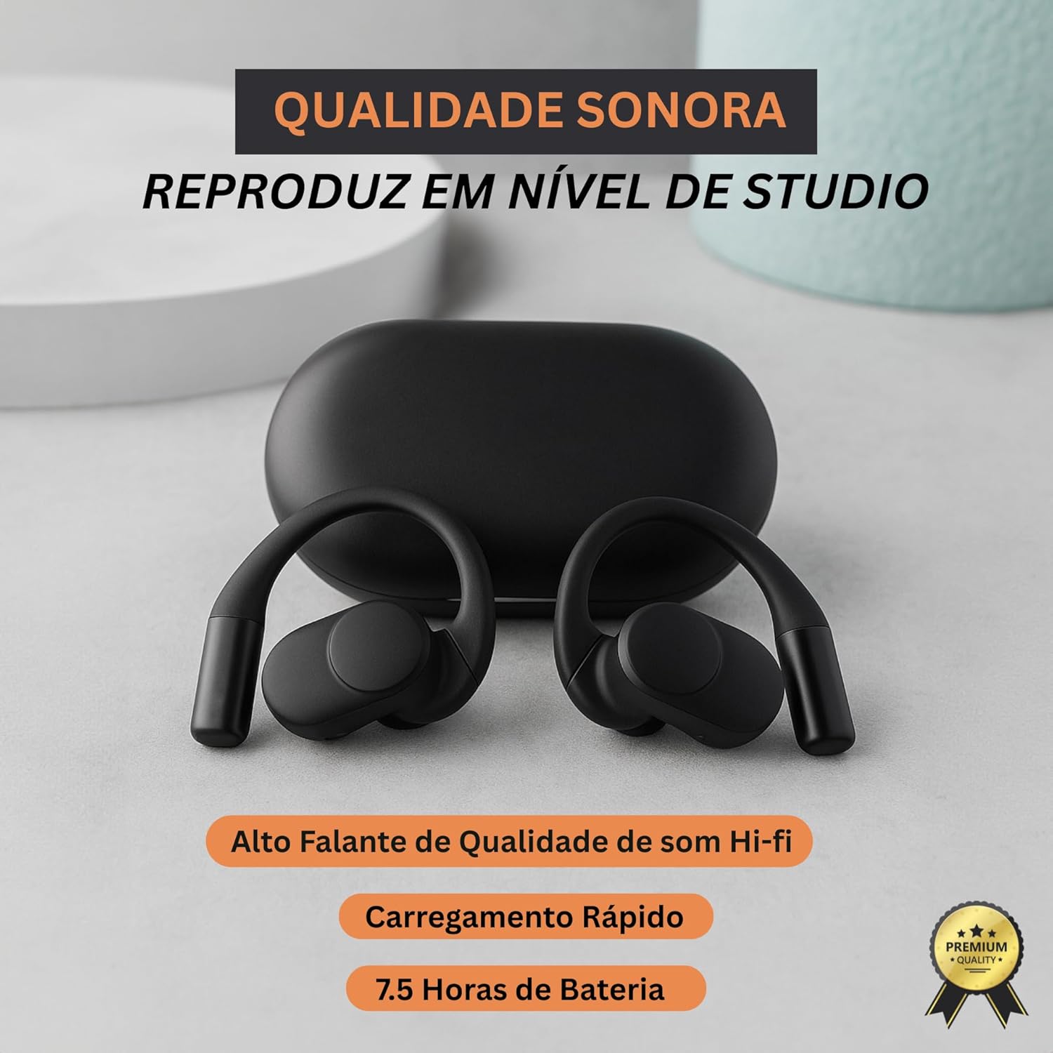 710FW6d-+HL._AC_SL1500_ Fone de Ouvido, Bluetooth 5.4, IPX4 à Prova D'Água, Com Microfone Embutido. Design Esportivo e Ergonômico, Ideal Para Corridas, Atividades Físicas, Compatível com IPhone e Android, Anti Ruído (Preto)
